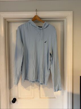 Light Blue Men’s Hooded Long-Sleeve Shirt